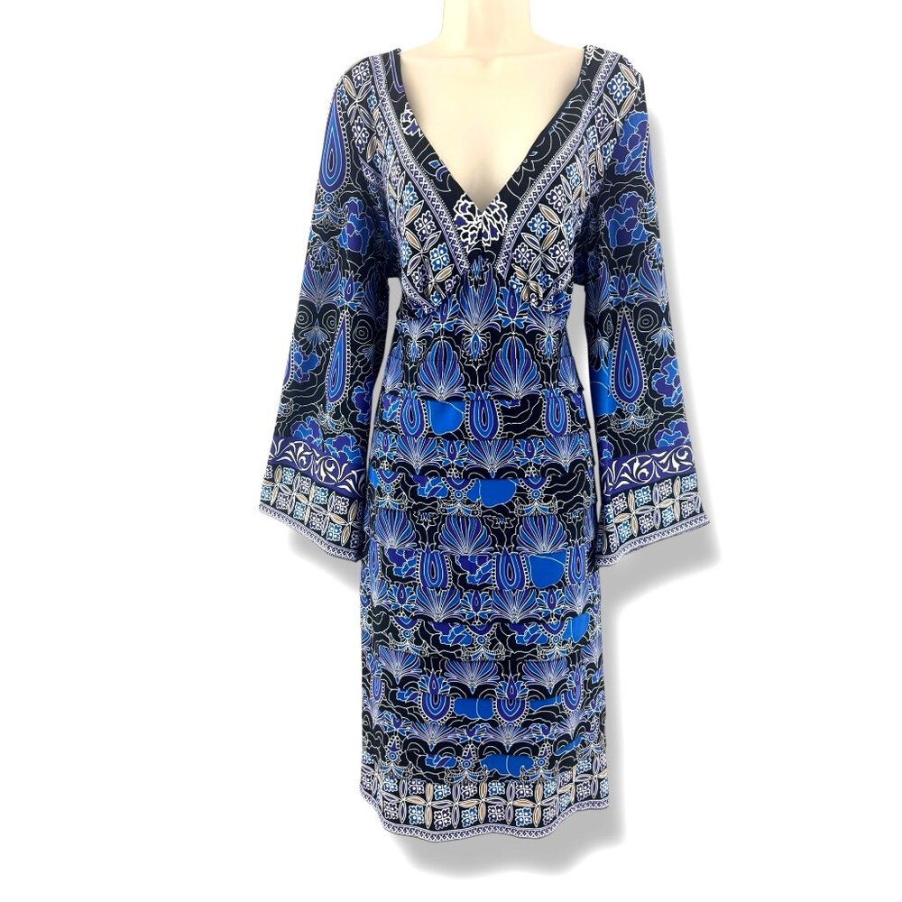 London Times V-Neck Tiered‎ Layered Bodycon Sheath Dress Size 16W 1X New Plus